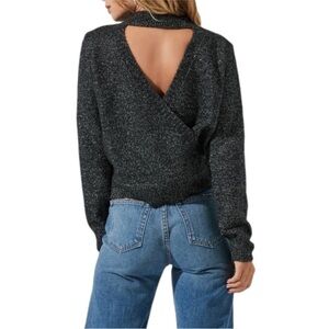 ASTR The Label Arabella Metallic Open Back Sweater Sz S NWOT